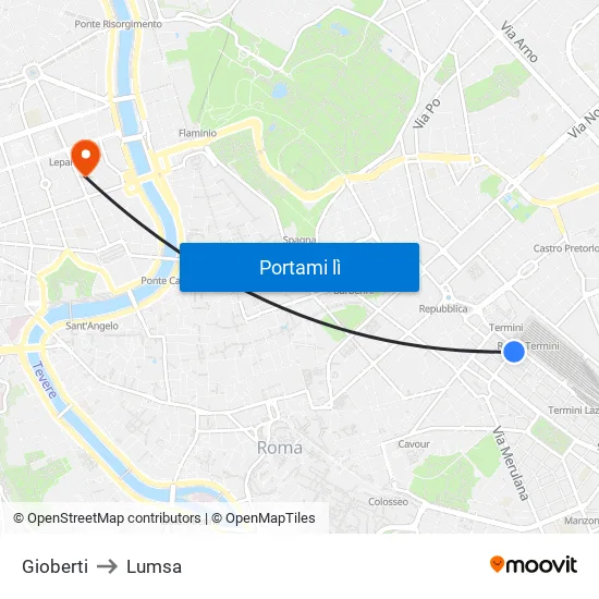 Gioberti to Lumsa map