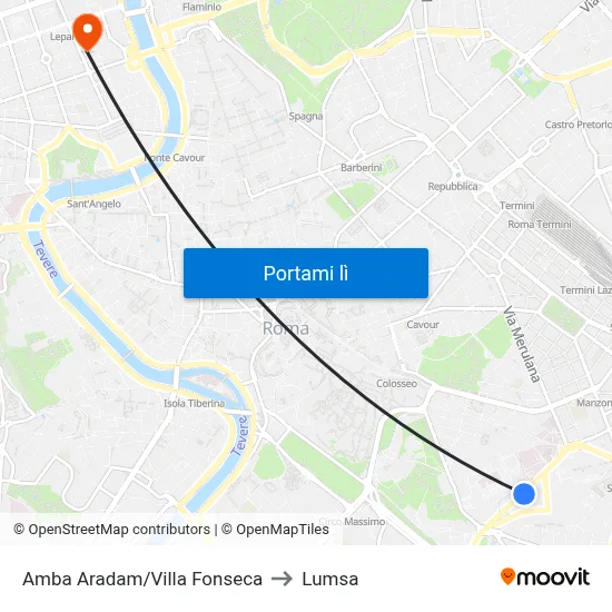 Amba Aradam/Villa Fonseca to Lumsa map