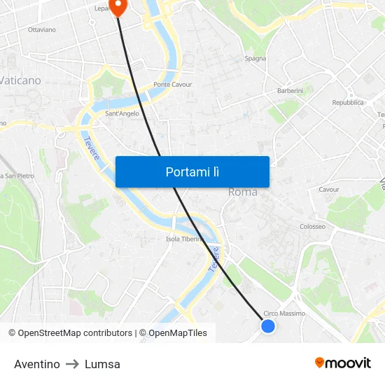 Aventino to Lumsa map