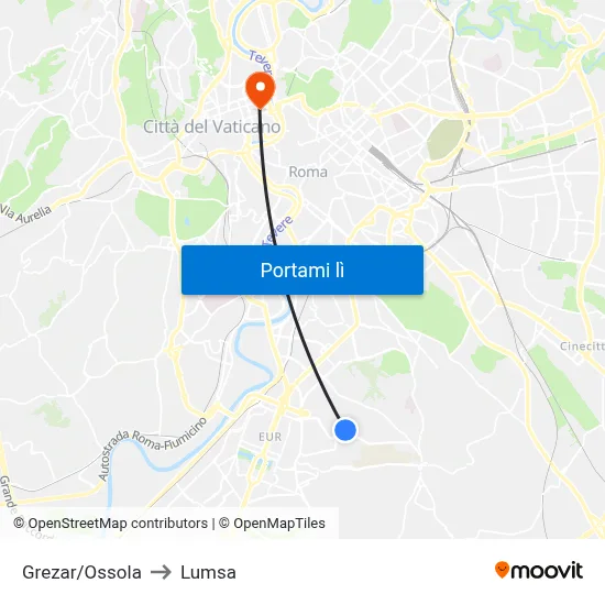 Grezar/Ossola to Lumsa map