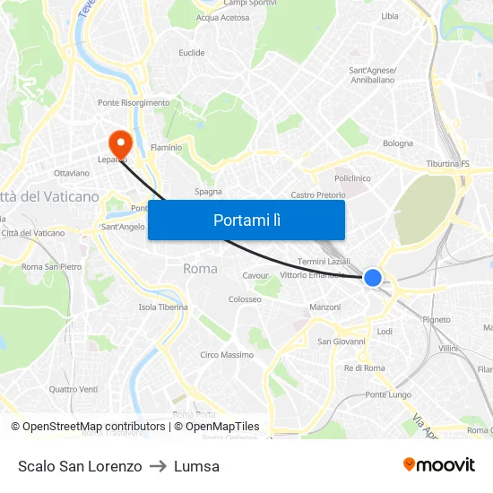 Scalo San Lorenzo to Lumsa map