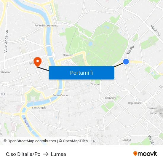 C.so D'Italia/Po to Lumsa map