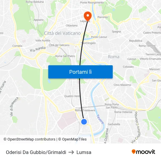 Oderisi Da Gubbio/Grimaldi to Lumsa map