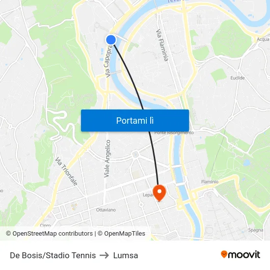 De Bosis/Stadio Tennis to Lumsa map