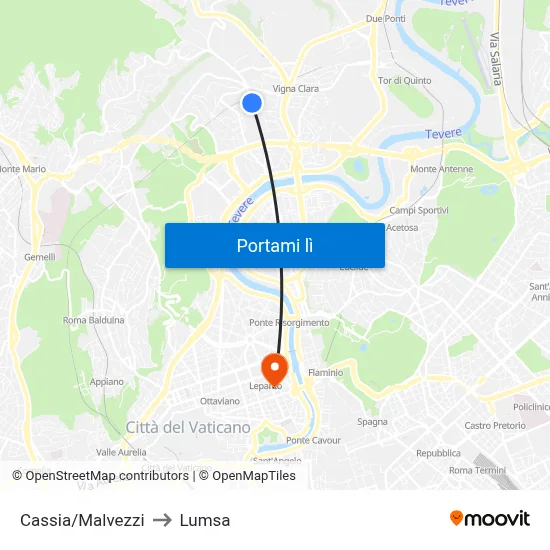Cassia/Malvezzi to Lumsa map