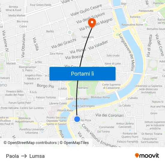 Paola to Lumsa map
