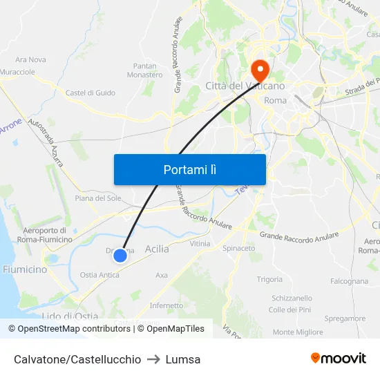 Calvatone/Castellucchio to Lumsa map