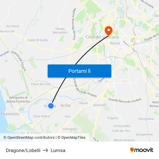 Dragone/Lobelli to Lumsa map