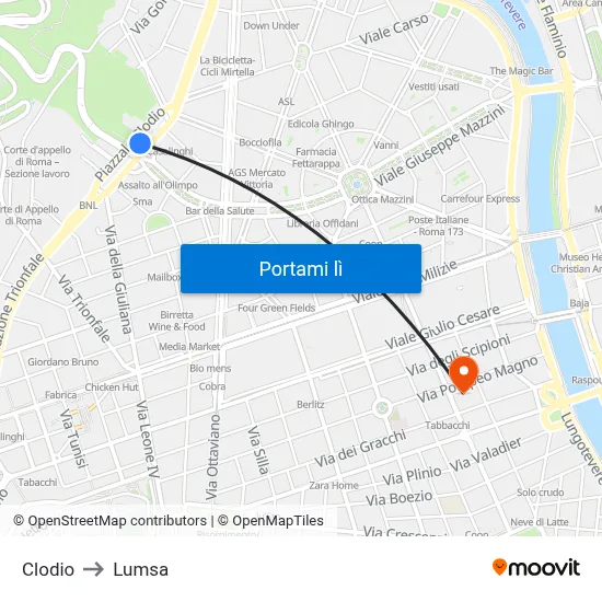 Clodio to Lumsa map