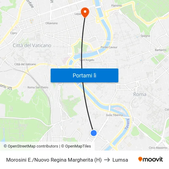 Morosini E./Nuovo Regina Margherita (H) to Lumsa map
