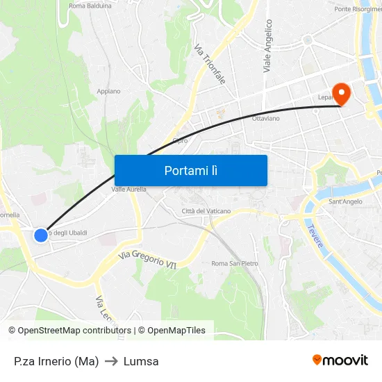 P.za Irnerio (Ma) to Lumsa map