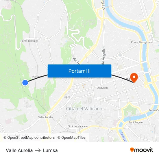 Valle Aurelia to Lumsa map