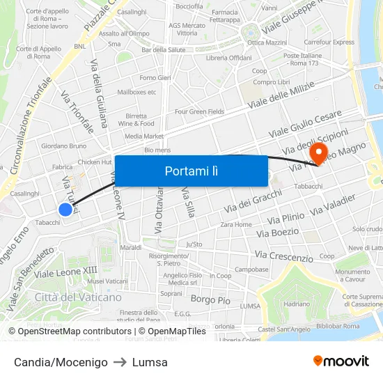 Candia/Mocenigo to Lumsa map