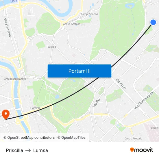 Priscilla to Lumsa map