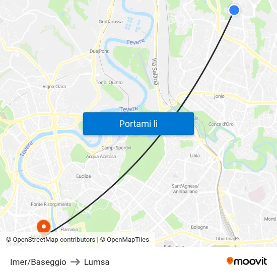 Imer/Baseggio to Lumsa map