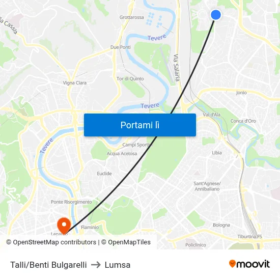 Talli/Benti Bulgarelli to Lumsa map