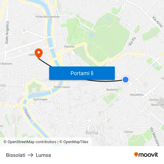 Bissolati to Lumsa map
