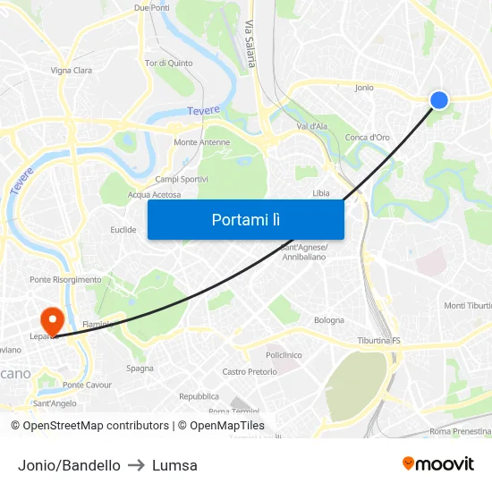 Jonio/Bandello to Lumsa map
