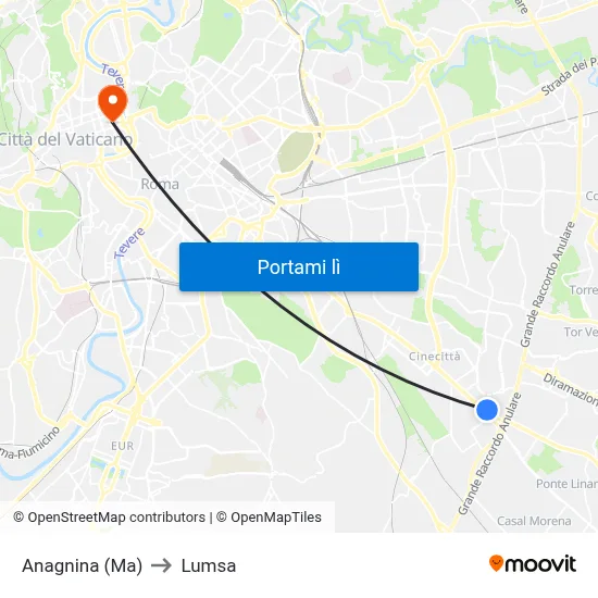 Anagnina (Ma) to Lumsa map