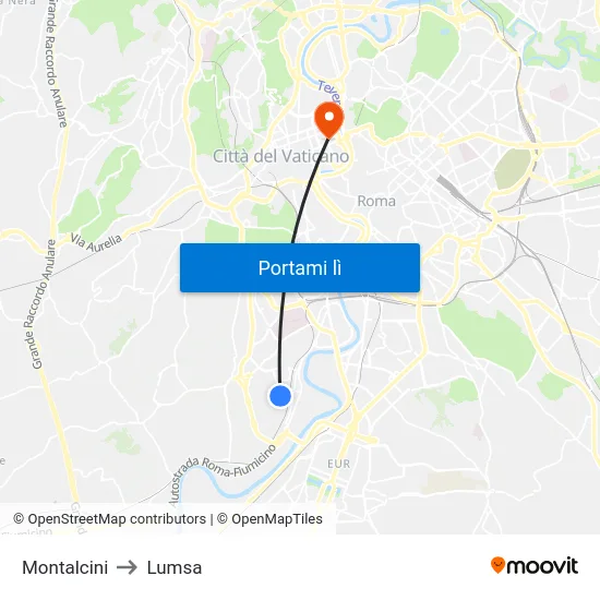 Montalcini to Lumsa map