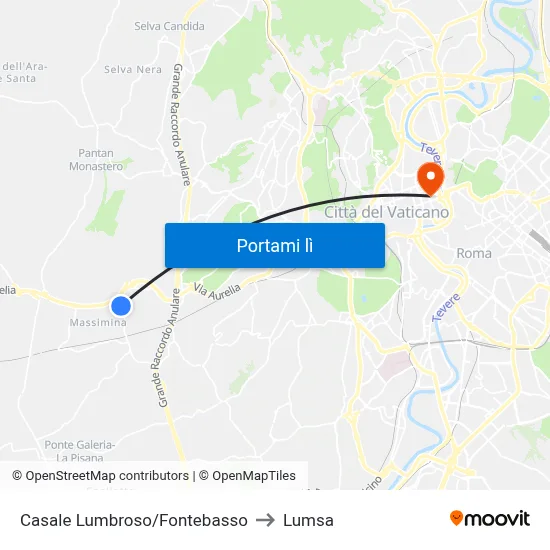 Casale Lumbroso/Fontebasso to Lumsa map