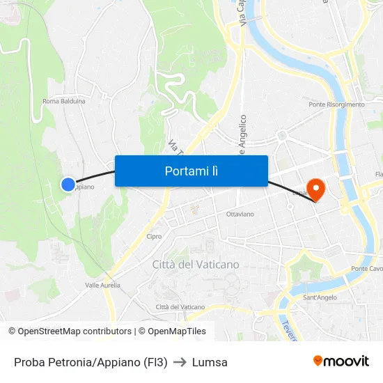 Proba Petronia/Appiano (Fl3) to Lumsa map