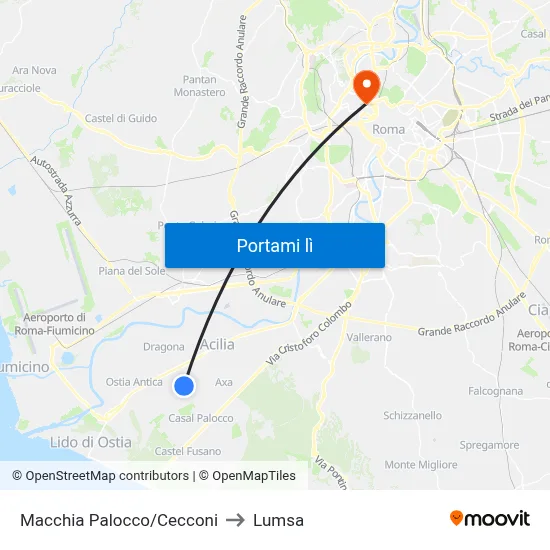 Macchia Palocco/Cecconi to Lumsa map