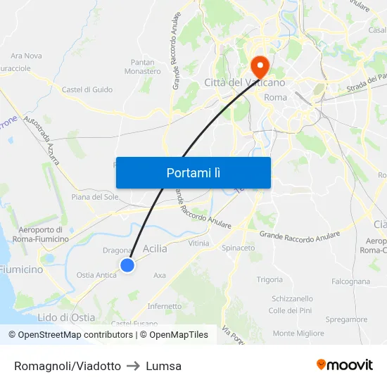 Romagnoli/Viadotto to Lumsa map