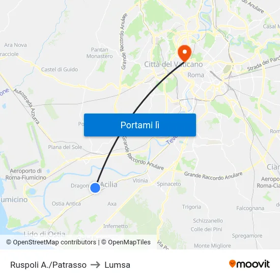 Ruspoli A./Patrasso to Lumsa map