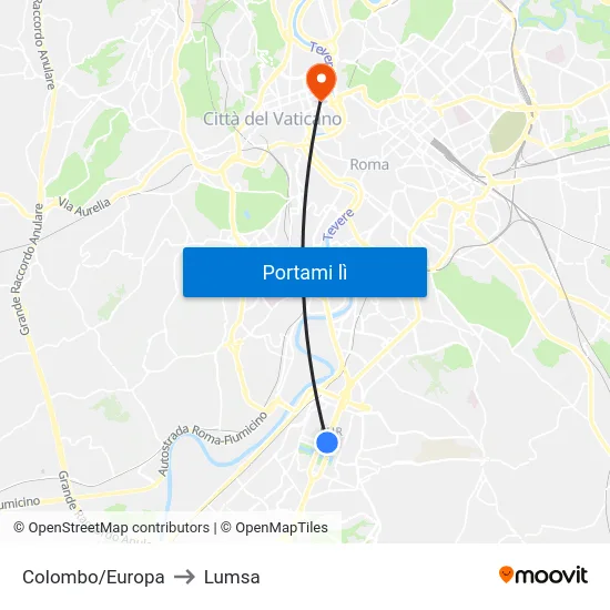 Colombo/Europa to Lumsa map