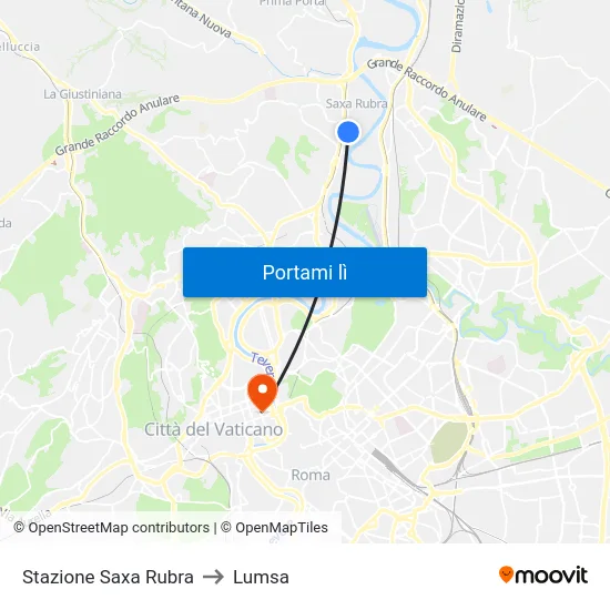 Stazione Saxa Rubra to Lumsa map