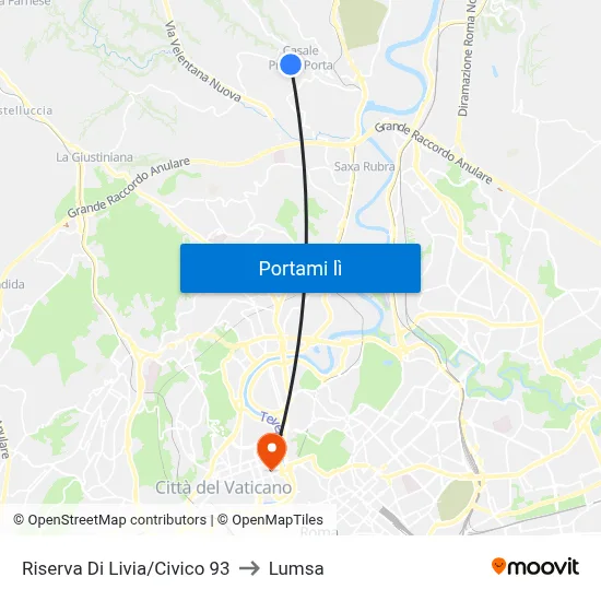Riserva Di Livia/Civico 93 to Lumsa map