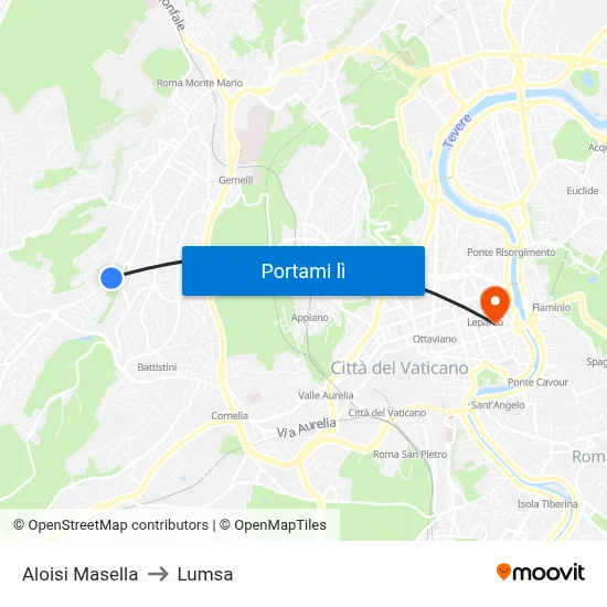 Aloisi Masella to Lumsa map