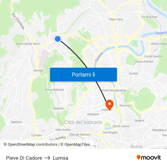 Pieve Di Cadore to Lumsa map