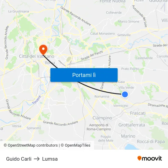 Guido Carli to Lumsa map
