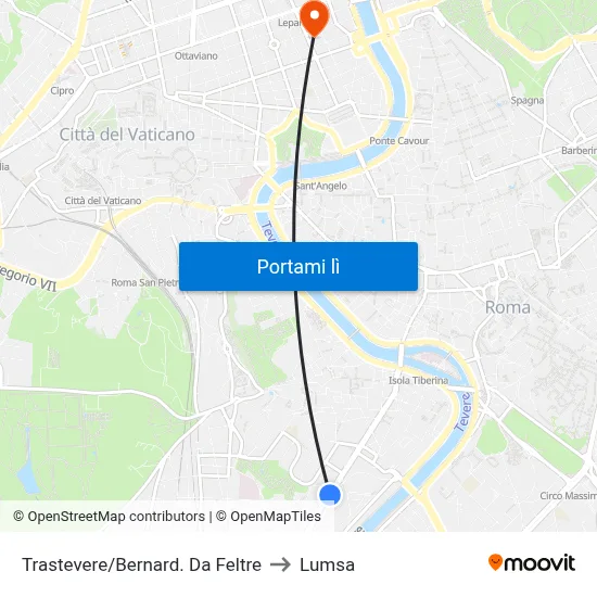 Trastevere/Bernard. Da Feltre to Lumsa map