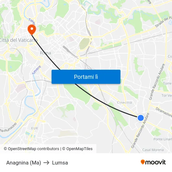 Anagnina (Ma) to Lumsa map