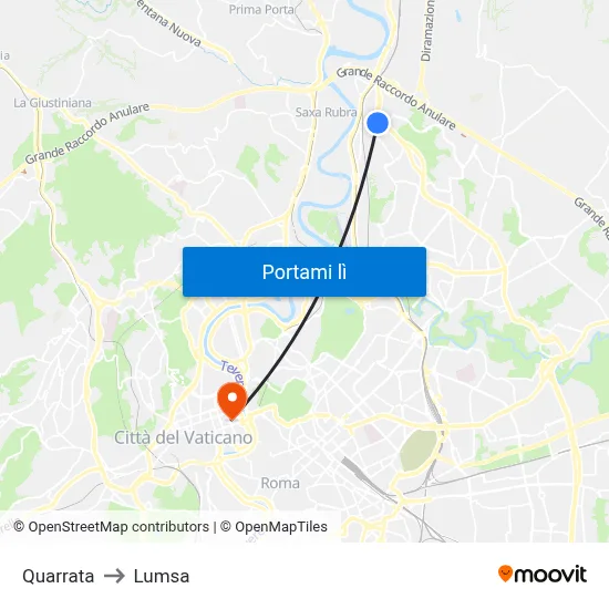 Quarrata to Lumsa map