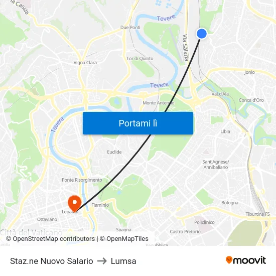 Staz.ne Nuovo Salario to Lumsa map