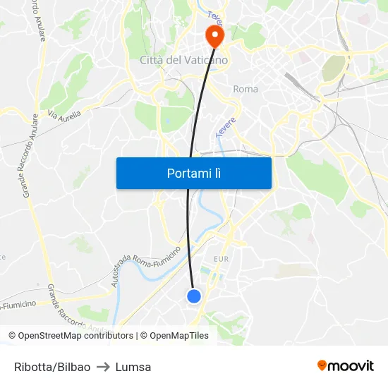 Ribotta/Bilbao to Lumsa map
