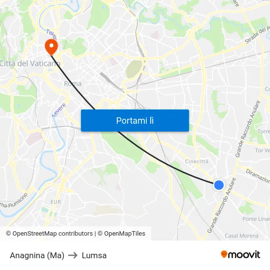 Anagnina (Ma) to Lumsa map