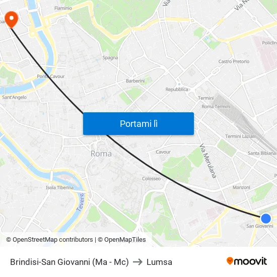 Brindisi-San Giovanni (Ma - Mc) to Lumsa map