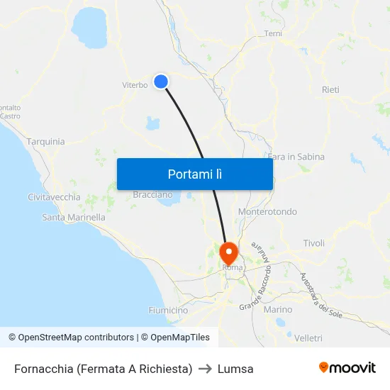 Fornacchia (Fermata A Richiesta) to Lumsa map