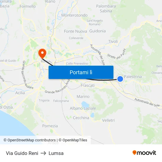 Via Guido Reni to Lumsa map