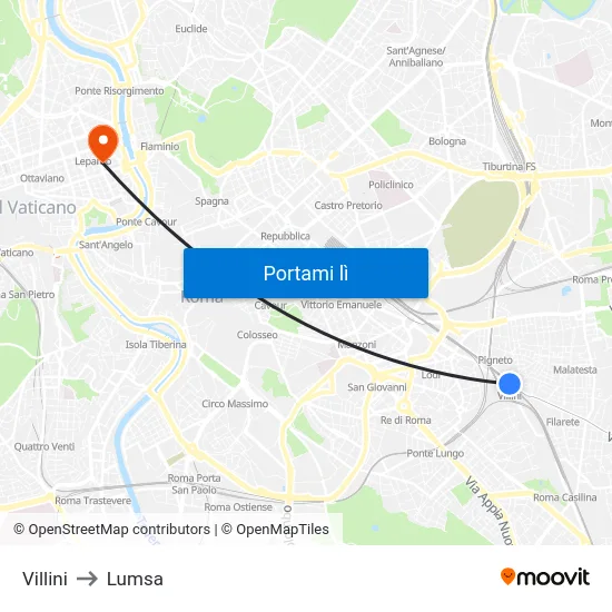 Villini to Lumsa map