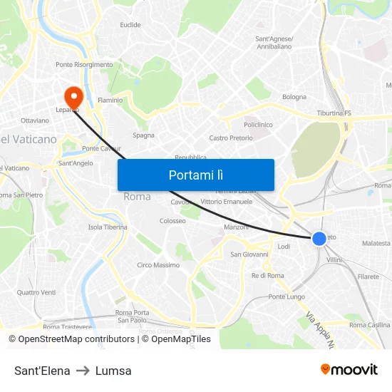 Sant'Elena to Lumsa map