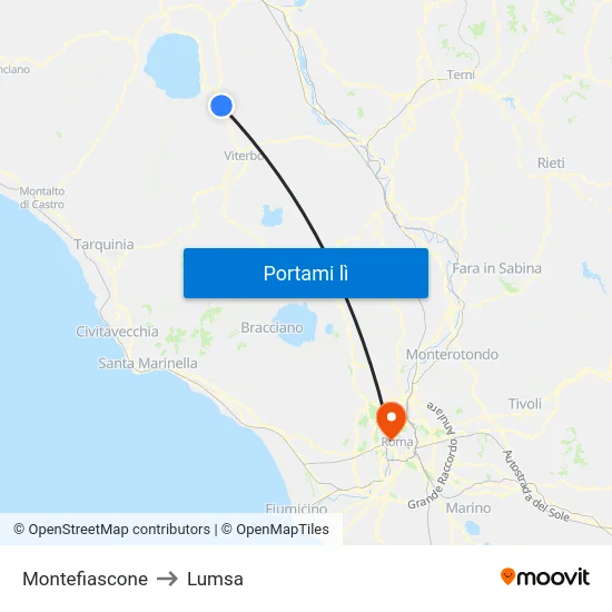 Montefiascone to Lumsa map