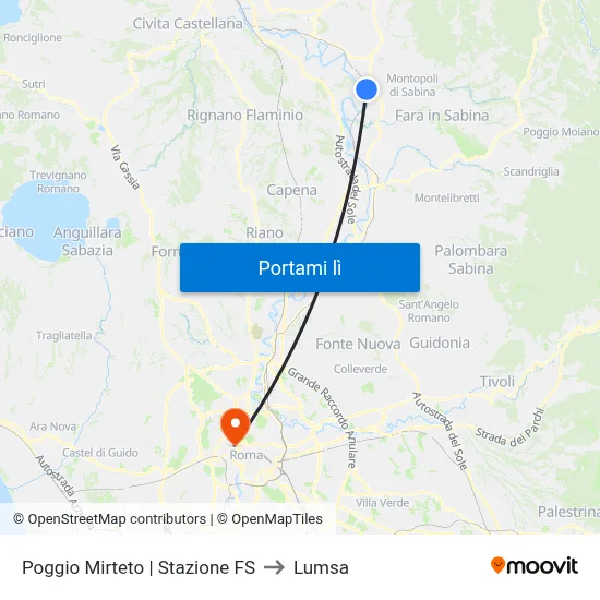 Poggio Mirteto | Stazione FS to Lumsa map