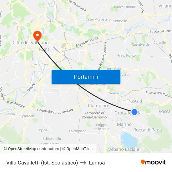 Villa Cavalletti (Ist. Scolastico) to Lumsa map