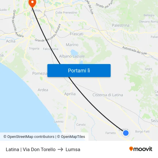 Latina | Via Don Torello to Lumsa map